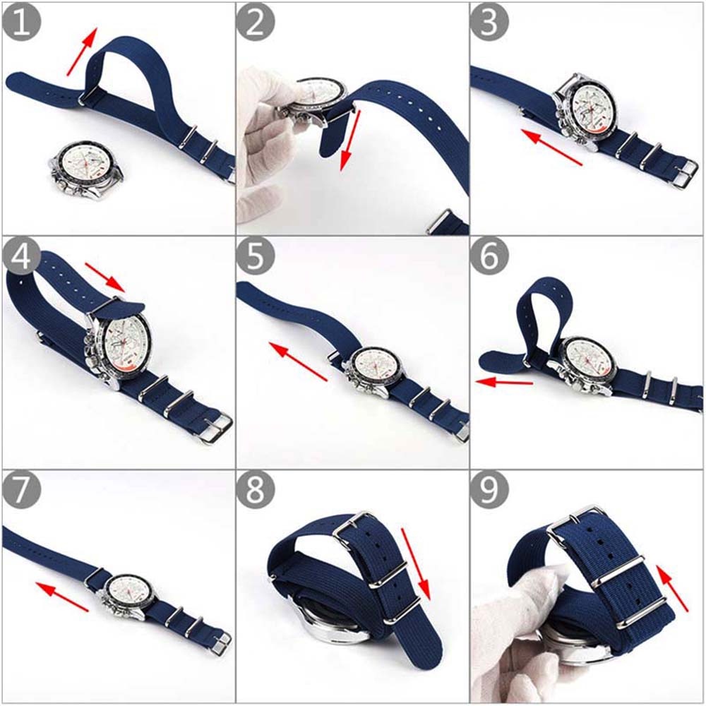 สายนาฬิกาข้อมือไนล่อน ทรงวงรี ขนาด 18 มม. 20 มม. 22 มม. 24 มม. สีเงิน สีดํา สไตล์ทหาร ZULU NATO