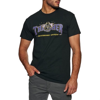 เสื้อยืดแขนสั้น พิมพ์ลายโลโก้ Thrasher สําหรับผู้ชาย