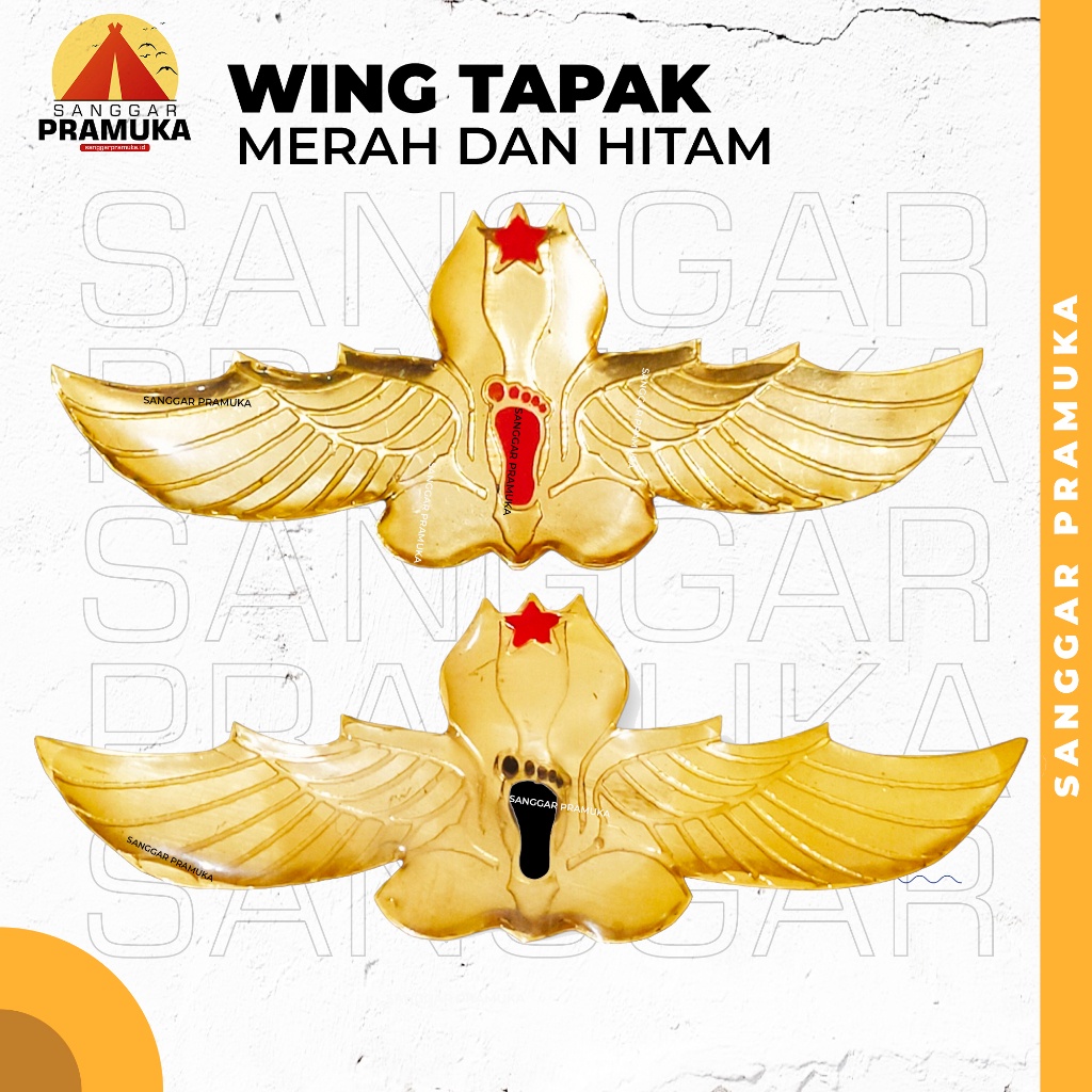 Hitam MERAH Tread Wing / Scout Wing / Wing / Red Tread Wing / Black Tread Wing