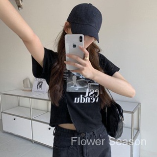 💛พร้อมส่ง💛2023 ใหม่เสื้อยืดแขนสั้นผู้หญิง Y2K ฤดูร้อนเกาหลีรุ่นบางพอดีสั้นนักเรียนด้านบน SB8181