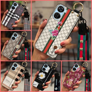 Phone Holder Shockproof Phone Case For ZTE Axon40 Lite Small daisies Durable Wrist Strap Anti-knock Wristband Original Simple