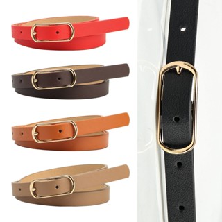 Simple multi-color ladys thin belt new fresh sweet dress decorated oval buckle PU belt spot