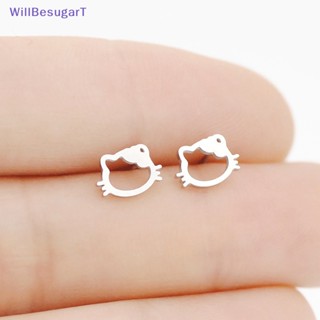 [WillBesugarT] ต่างหูสตั๊ดอัลลอย รูปแมวน่ารัก สีทอง ขนาดเล็ก เครื่องประดับแฟชั่น สําหรับผู้หญิง [ใหม่]