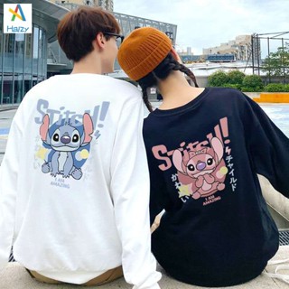 อ่อนนุ่ม 6 Lilo &amp; Stitch Cotton long-sleeved couple cartoon printed cute T shirt