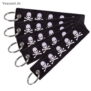 Yescont พวงกุญแจสองด้าน ปักลายหัวกะโหลกอันตราย สําหรับรถจักรยานยนต์