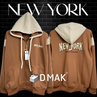 เสื้อคลุมแขนยาว แต่งแขน  เสื้อกันหนาว มีฮู้ด New york พร้อมส่ง