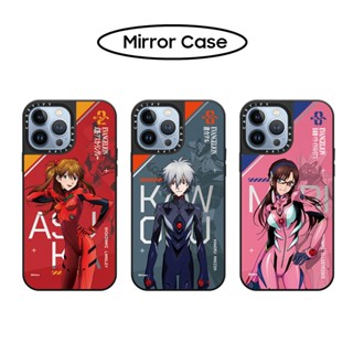 Casetify เคสโทรศัพท์มือถือ ซิลิโคนนิ่ม EVA ลาย Asuka Kaworu Mari พร้อมกระจก สําหรับ iPhone X XS XR 11 12 13 Mini 14 Plus Pro Max