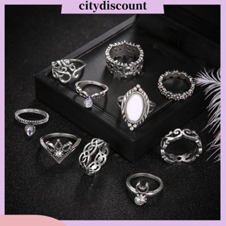 &lt;citydiscount&gt; แหวน รูปดวงจันทร์ กลวง สไตล์โบฮีเมียน วางซ้อนกันได้ เครื่องประดับ สําหรับผู้หญิง 10 ชิ้น