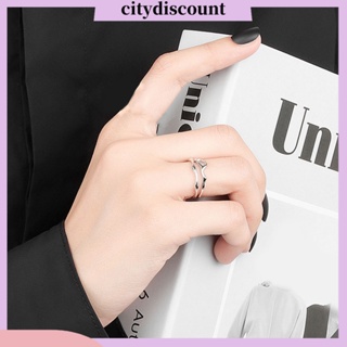 &lt;citydiscount&gt; แหวนนิ้วมือ ทรงเรขาคณิต กลวง แวววาว ปรับขนาดได้ เครื่องประดับแฟชั่น สําหรับผู้หญิง