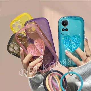 เคสโทรศัพท์มือถือ ลายหัวใจน่ารัก พร้อมขาตั้งคริสตัล และสายคล้องมือ สําหรับ OPPO Reno10 Pro+ Pro Plus 5G 4G Reno 10 10Pro Reno10Pro+ 2023