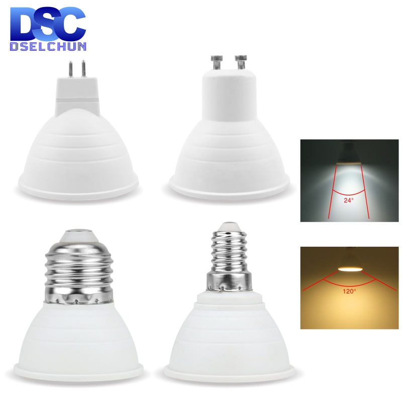 Dselchun หลอดไฟสปอตไลท์ LED MR16 GU5.3 GU10 E27 E14 6W 220V-240V 24/120 องศา