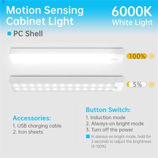 [cod] Motion Sensor ไฟกลางคืนไฟ LED แม่เหล็กไร้สายไฟ Usb ชาร์จตู้เสื้อผ้าตู้โคมไฟ 【bluey】