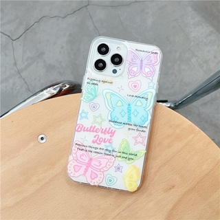 เคสโทรศัพท์มือถือ ลายการ์ตูนผีเสื้อ สองด้าน สําหรับ iPhone 13 Pro Max 12 14 Pro