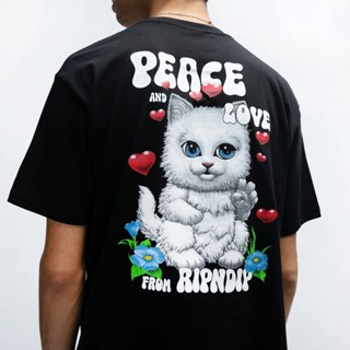 Ripndip เสื้อยืดแขนสั้น ผ้าฝ้าย พิมพ์ลาย PEACE LOVE RIPNDIP TEE Mean แฟชั่นฤดูร้อน สําหรับคู่รัก