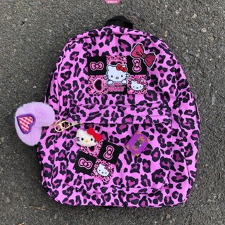 Kawaii Sanrio กระเป๋าเป้สะพายหลัง กระเป๋านักเรียน พิมพ์ลายการ์ตูน Hello Kitty สีม่วง ความจุขนาดใหญ่ Y2K ของขวัญคริสต์มาส สําหรับเด็กผู้หญิง