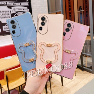 เคสโทรศัพท์มือถือ ชุบไฟฟ้า ลายหมีน่ารัก พร้อมขาตั้ง สําหรับ OPPO Reno10 Pro+ Pro Plus A78 4G 5G Reno 10 10Pro Reno10Pro+ 5G 2023 OPPOA78