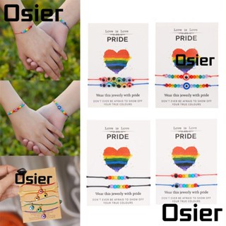 Osier1 LGBT สร้อยข้อมือ เชือกลูกปัด สีรุ้ง เรียบง่าย ปรับได้ เครื่องประดับคู่รัก ของขวัญสําหรับผู้หญิง ผู้ชาย