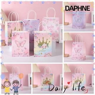 Daphne กระเป๋าพกพา ลายดอกไม้ มงกุฎแฟนตาซี ของขวัญคริสต์มาส สีชมพู 5 ชิ้น