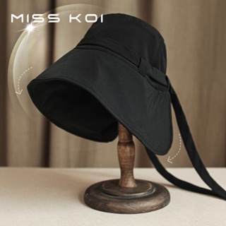 Misskoi [พร้อมส่ง] หมวกบักเก็ตกันแดด ไวนิล ป้องกันรังสีอัลตราไวโอเลต สไตล์โลลิต้า เรโทร แฟชั่นฤดูร้อน สําหรับผู้หญิง