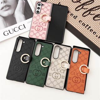 เคสโทรศัพท์มือถือหนัง PU ฝาพับ กันกระแทก พร้อมแหวนนิ้ว สําหรับ Samsung Galaxy Z Fold 5 4 3 2 Z Fold5 Fold4 5G