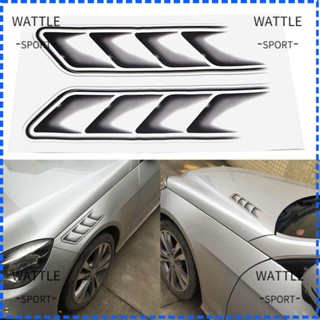 Wattle สติ๊กเกอร์รูปปลาฉลาม 3D กันน้ําสีดําสําหรับตกแต่งรถยนต์