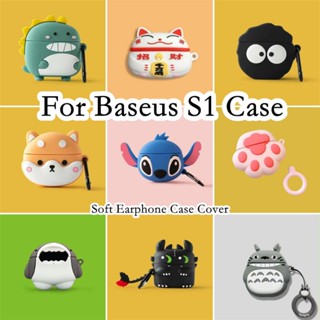 【คุณภาพสูง】เคสหูฟัง แบบนิ่ม ลายการ์ตูนมังกรดํา สําหรับ Baseus S1 S1