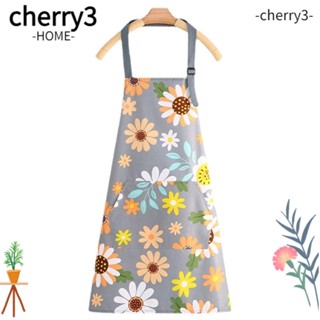 CHERRY3 ผ้ากันเปื้อน ผ้ากันเปื้อน แบบยาว ผ้าโพลีเอสเตอร์ กันน้ํา สามารถปรับได้ สําหรับผู้หญิง และผู้ใหญ่ มี 3 ชิ้น