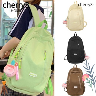 Cherry3 กระเป๋าเป้สะพายหลัง ผ้าไนล่อน พร้อมจี้ ความจุขนาดใหญ่ สําหรับผู้หญิง