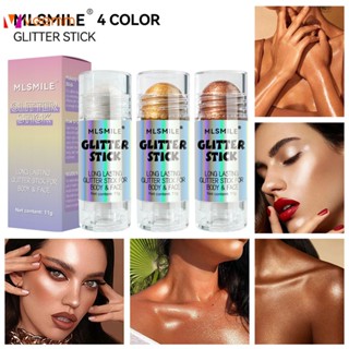 Mlsmile High-gloss Stick Pearlescent Body Sequins เพิ่มความกระจ่างใสทั่วเรือนร่าง ปรับผิวหน้าให้กระจ่างใส ใบหน้าสามมิติ High-gloss Cream Glitter Powder แป้งแต่งหน้า veemm