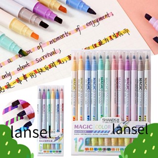 LANSEL เครื่องเขียน ปากกามาร์กเกอร์ เรืองแสง เปลี่ยนสีได้ 6/12 สี