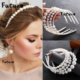 FUTURE Jewelry Women Girl Bridal Wedding Accessories Luxury Big Pearl Headband