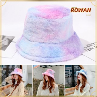 Rowans หมวกบักเก็ต สีมัดย้อม สีรุ้ง อบอุ่น สําหรับเด็กผู้หญิง หน้าหนาว วันหยุดกลางแจ้ง