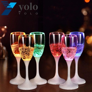 Yolo แก้วไวน์เรืองแสง LED อะคริลิค น้ําหนักเบา กันตก สร้างสรรค์ 120 มล.