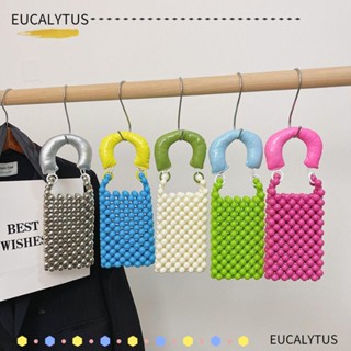 Eutus กระเป๋าสะพายไหล่ หนัง Pu ประดับไข่มุก ความจุสูง สีแคนดี้ สําหรับผู้หญิง