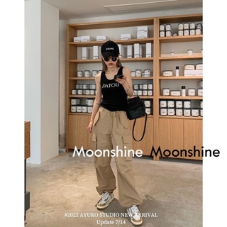 Moon  กางเกงขายาว คาร์โก้ กางเกง เชือกอเมริกันคลาสิค Cargo pants 2023 NEW 072606 ทันสมัย Korean Style สไตล์เกาหลี ทันสมัย A20M06E 36Z230909