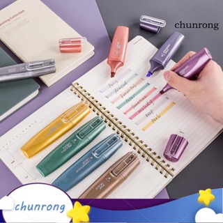 Chunrong ปากกามาร์กเกอร์ พลาสติกเรืองแสง 4 ชิ้น ต่อกล่อง สําหรับโรงเรียน DIY