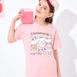 Kawaii Cinnamoroll เสื้อยืด ลายการ์ตูนเจ้าหญิงน่ารัก สําหรับเด็กผู้หญิง