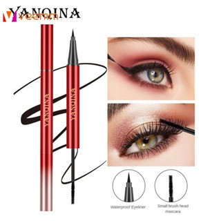 Yanqina Double-headed Dual-purpose Eyeliner มาสคาร่าทูอินวันกันน้ำหัวแปรงเล็กไม่เลอะเลือน Dense Curling veemm