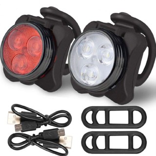 Rechargeable 3LED Bike Bicycle Light USB Waterproof Cycle Front Rear Headlight