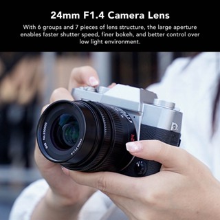  ELE Consumer 24 มม. F1.4 APS C เลนส์มุมกว้างขนาดใหญ่รูรับแสงโฟกัสด้วยตนเองเลนส์ ED สำหรับกล้อง Fujifilm FX Mount XT5 XS20 XS10 XT4 XE7