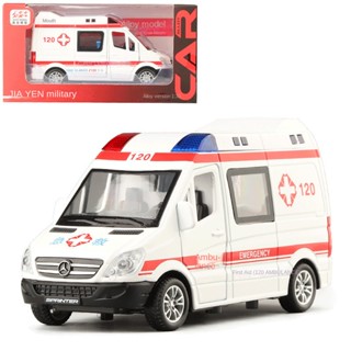 Jiaye โมเดลรถดับเพลิงจําลอง 1:32 Mercedes-Benz Ambulance 119 ของเล่นสําหรับเด็ก