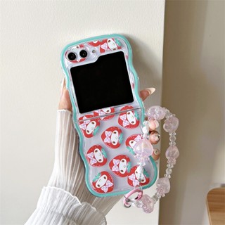 เคสโทรศัพท์มือถือ TPU นิ่ม ฝาพับ ลาย Strawberries Kuromi Wave สําหรับ Samsung Z Flip 5 Z Flip 4 Z Flip 3