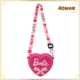 Rowans Kawaii กระเป๋าใส่เหรียญ รูปหัวใจ สีชมพู ปรับได้ พร้อมสายคล้องไหล่ ซิลิโคน อุปกรณ์เสริม สําหรับเด็กผู้หญิง