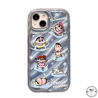 เคสโทรศัพท์มือถือแบบนิ่ม ลายการ์ตูนชินจัง 3D พร้อมช่องใส่บัตรเลเซอร์ หรูหรา สําหรับ IPhone XR XS X Max 7Plus 11 12 14 13 Pro Max 7 6S 8 6 Plus SE 2020