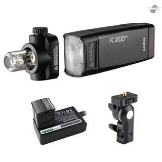 {fly} Godox AD200Pro Pocket Flash Portable Wireless TTL Flash with Changeable Flash Head (Speedlite/Bare Bulb) GN52 GN60 1/8000s HSS 2.4G Wireless X System 200W for   Fuji