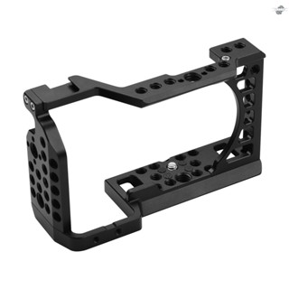 {fly} Aluminum Alloy Camera Cage Rig with Cold Shoe Mount ARRI Locating Hole 1/4 3/8 Threaded Holes Replacement for  A6000/A6100/A6300/A6400/A6500 Cameras