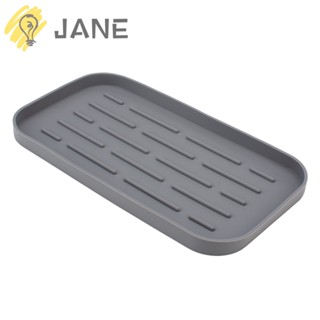 Jane ที่วางฟองน้ํา เป็นมิตรกับสิ่งแวดล้อม 12 นิ้ว × 4.72 นิ้ว ถาดจัดระเบียบอ่างล้างจาน ทนทาน สีเทา อเนกประสงค์ กันลื่น สําหรับห้องครัว ห้องน้ํา เคาน์เตอร์