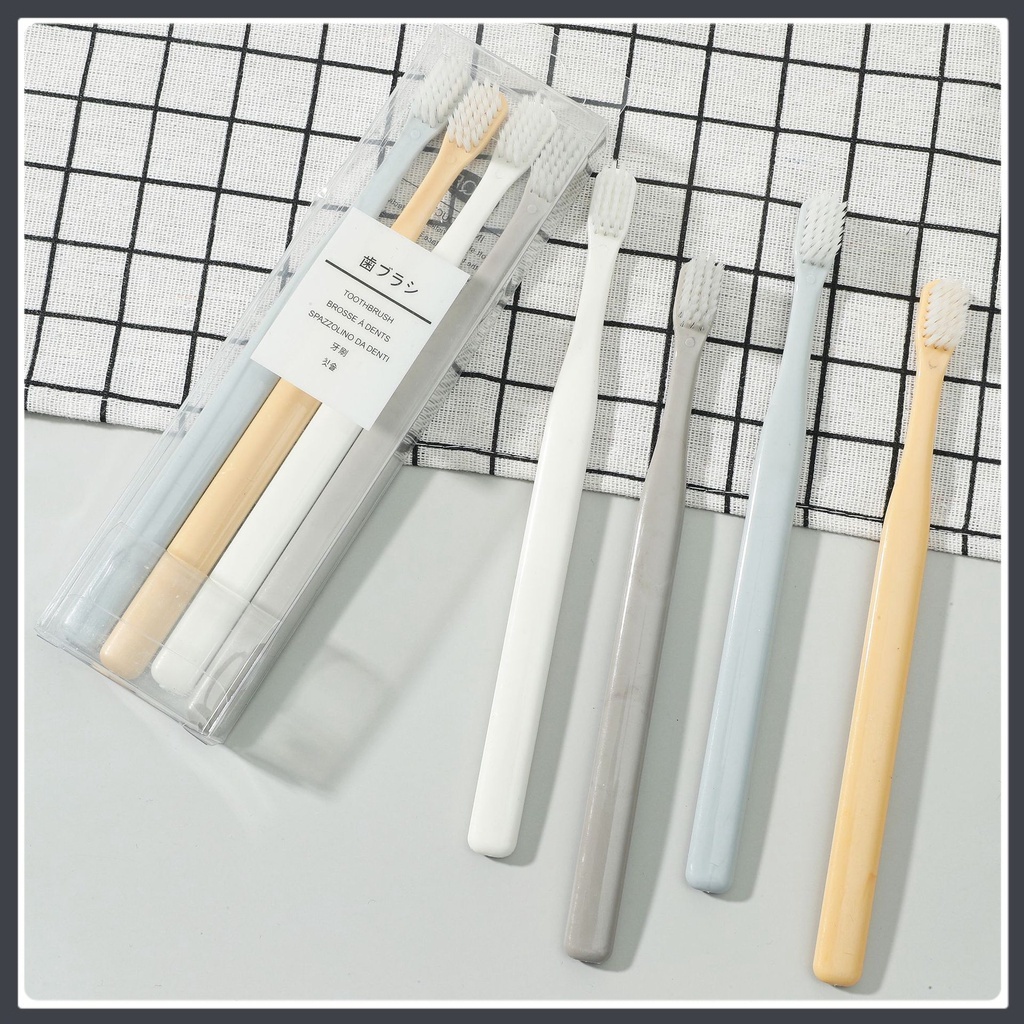 [เซ็ท 4 ชิ้น 4 สี] แปรงสีฟันขนนุ่ม สไตล์ญี่ปุ่น ด้ามจับโค้งมน พร้อมส่งจากไทย