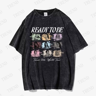 Twice เสื้อยืดแขนสั้นลําลอง ผ้าฝ้าย ทรงหลวม ลายทัวร์โลกครั้งที่ 5 พลัสไซซ์ แฟชั่นวินเทจ สําหรับผู้ชาย และผู้หญิง