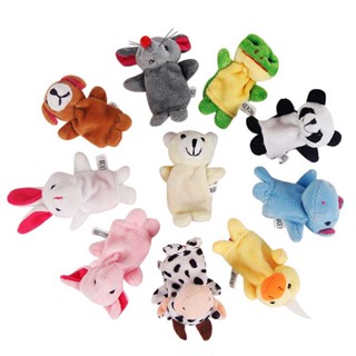 Child Education 10 Pcs Animal Finger Puppets Happy Family Cloth Doll Hand Story Telling